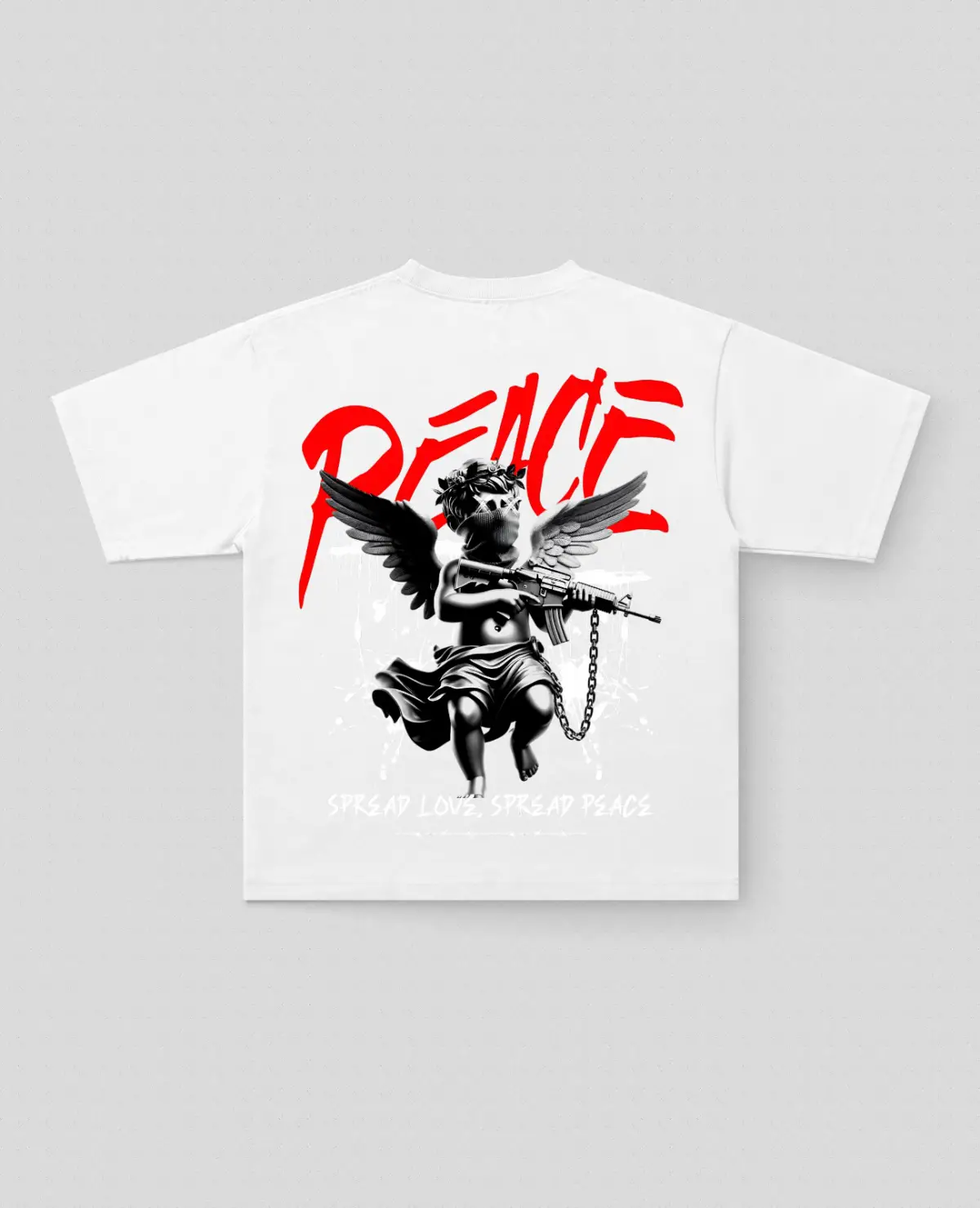 Peace Baskılı Oversize Tişört