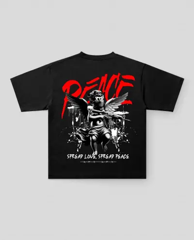 Peace Baskılı Oversize Tişört